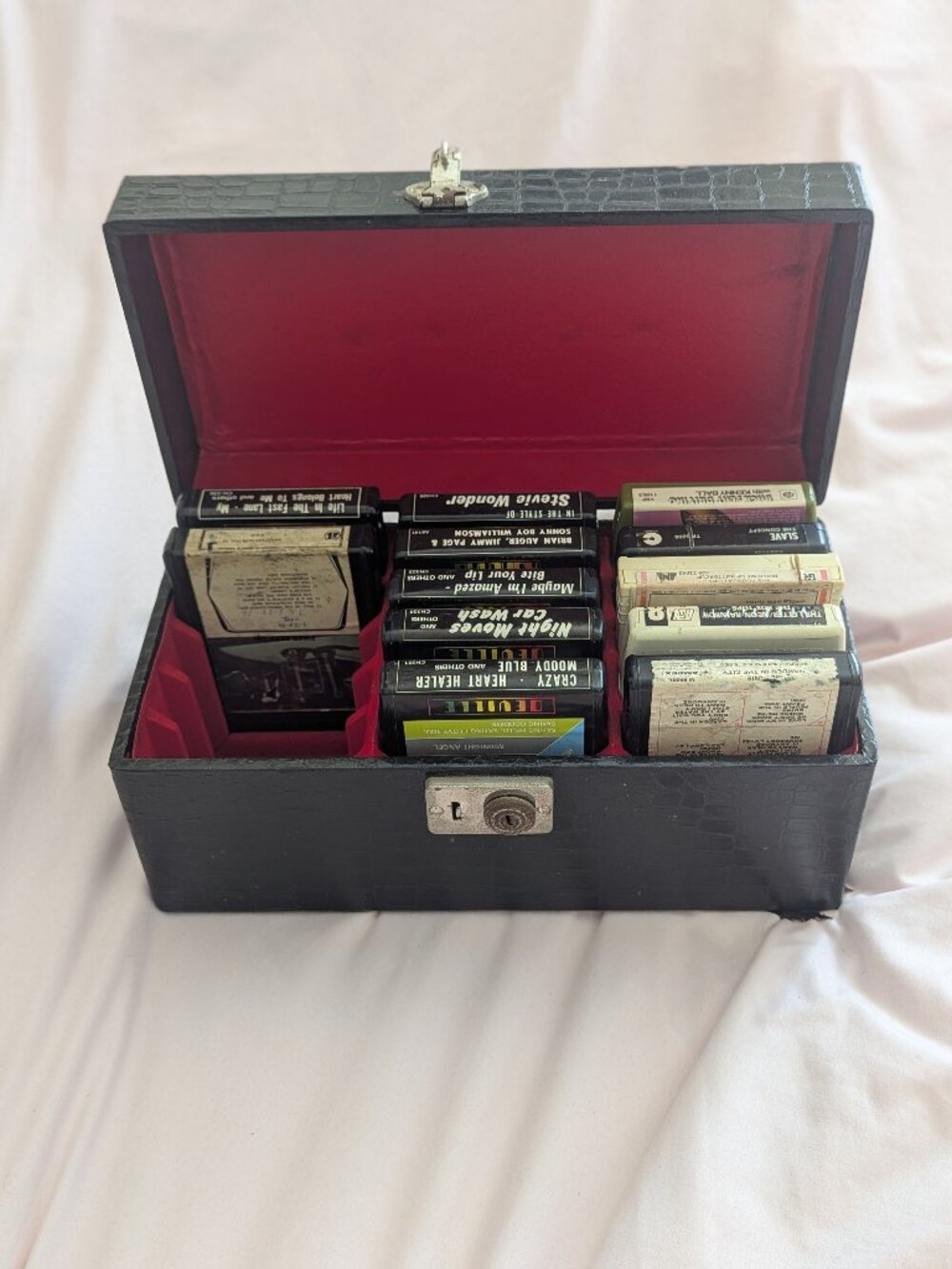 Vtg 8 Track Tape Storage Carrying Case Black Vinyl